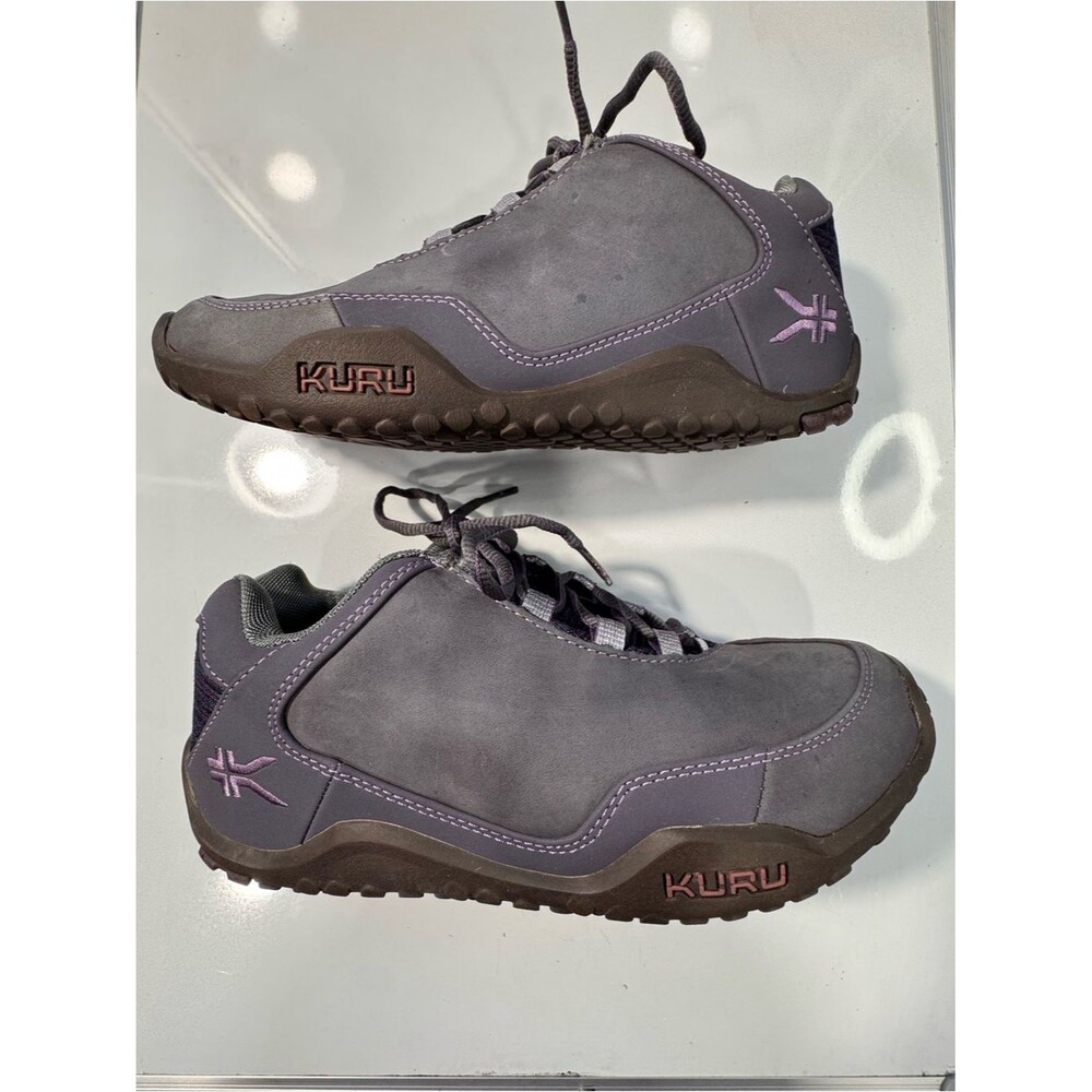 KURU Women's Gray with Lilac Trim Casual Lace-Up Sneakers